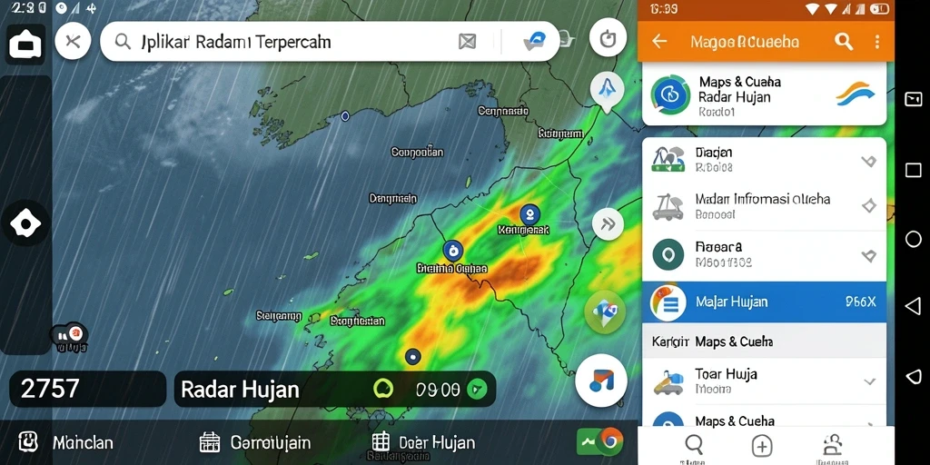 Tampilan antarmuka aplikasi Radar Hujan 2757 yang informatif dan interaktif.