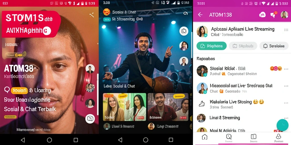 Tampilan antarmuka utama ATOM138 dengan fitur Live Streaming yang interaktif.