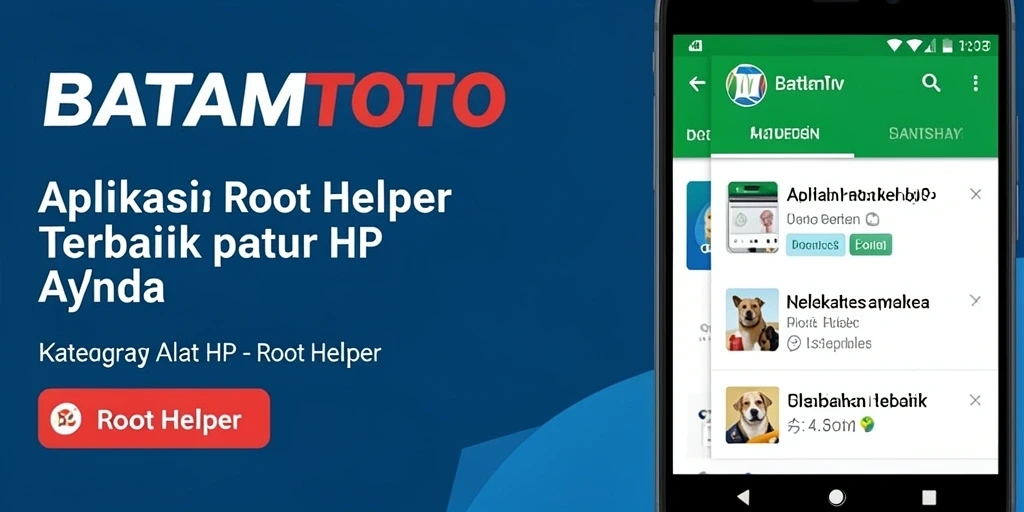 Antarmuka aplikasi BATAMTOTO untuk Root Helper terlihat sederhana dan informatif.
