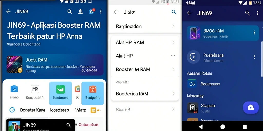 Antarmuka pengguna JIN69 yang sederhana dan efisien untuk Booster RAM.