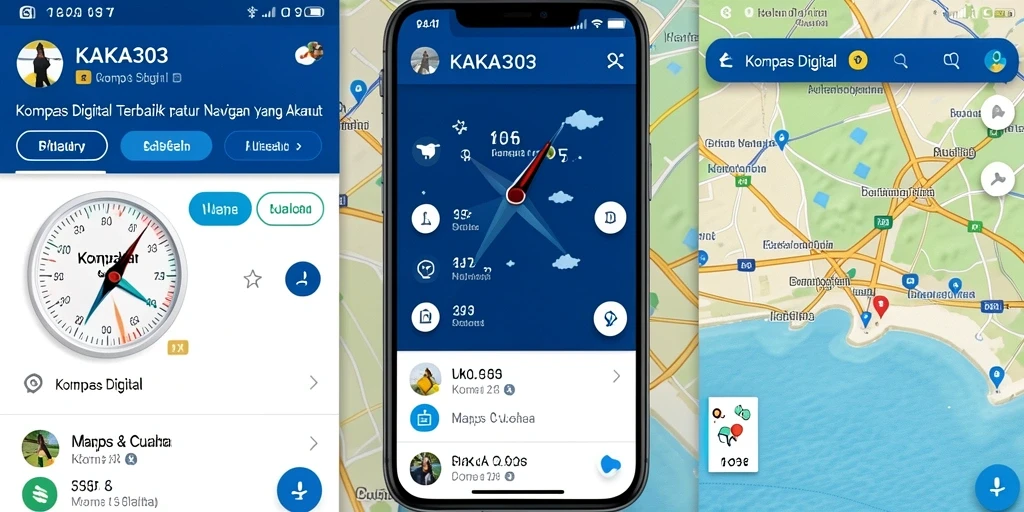Antarmuka KAKA303 menampilkan kompas digital yang mudah dipahami.