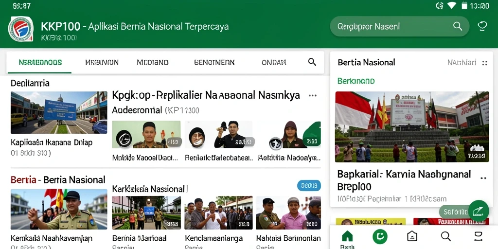 Tampilan antarmuka KPK100 menampilkan berita nasional yang variatif dan menarik.