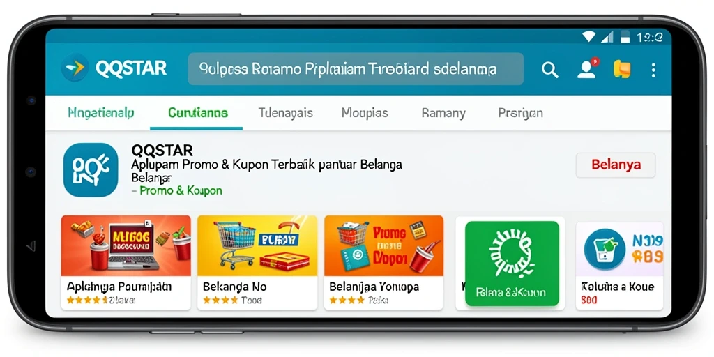 Antarmuka aplikasi QQSTAR yang menampilkan berbagai kupon dan promo menarik.