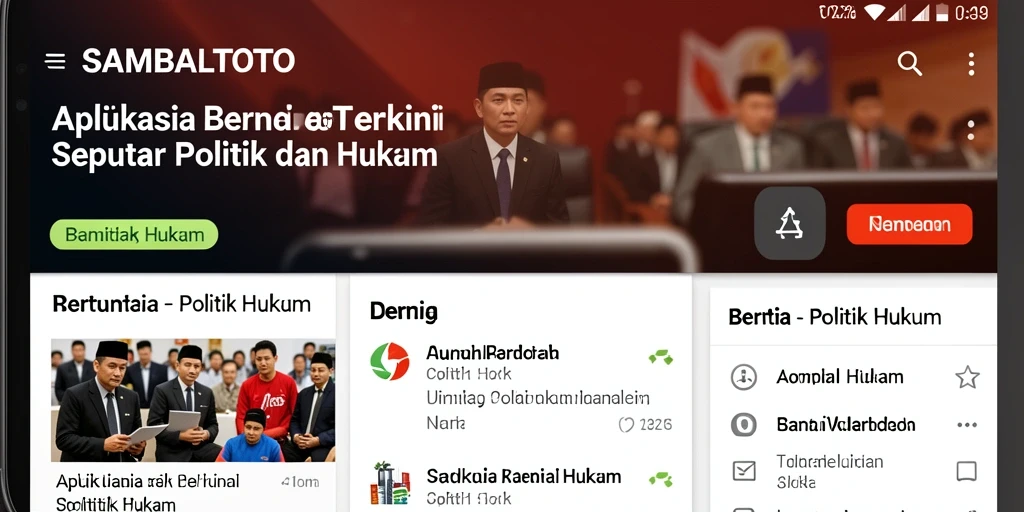 Antarmuka aplikasi SAMBALTOTO untuk berita politik dan hukum.