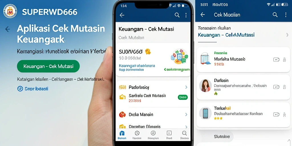 Tampilan utama aplikasi SUPERWD666 yang menampilkan mutasi transaksi keuangan.
